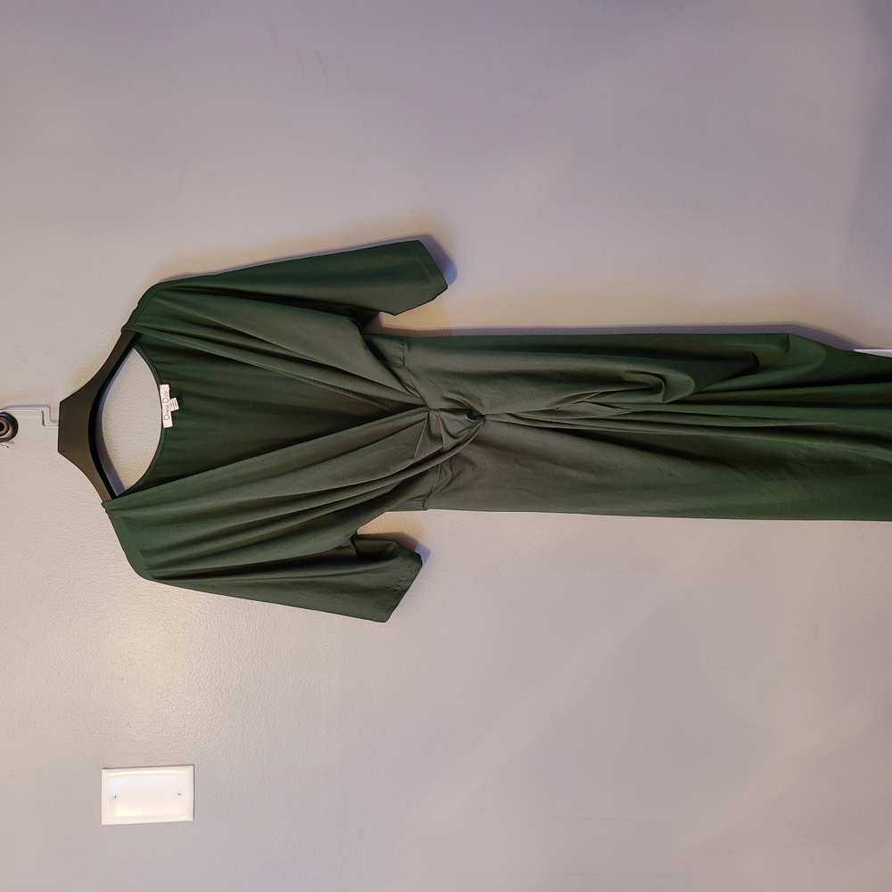 Elegant Long Sleeve Dress in Forest Green